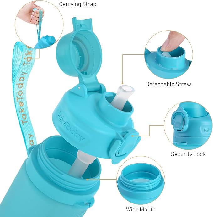 TakeToday Collapsible Water Bottles 20oz, Leak Proof, Foldable Silicone Travel - Image 5