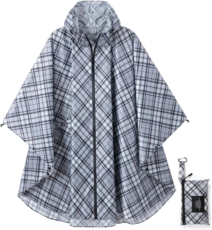 Rain Poncho Jacket Coat Hooded Zipper Style by salamra
