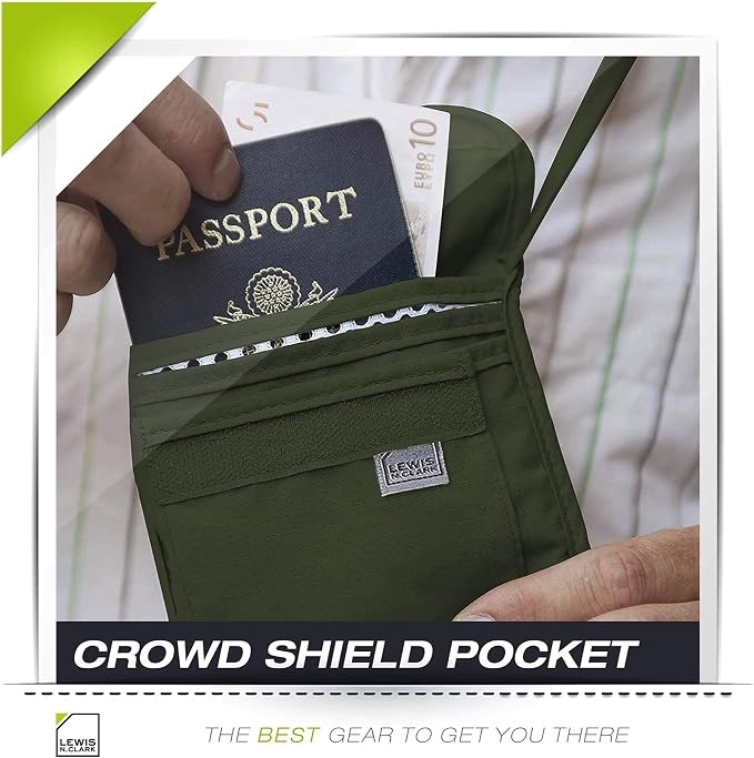 Lewis N. Clark Men's RFID Blocking Stash Wallet, Travel Neck Pouch Passport - Image 8