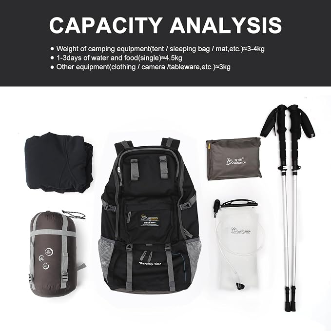 MOUNTAINTOP 40L Hiking Backpack Lightweight Travel Backpack - Image 7