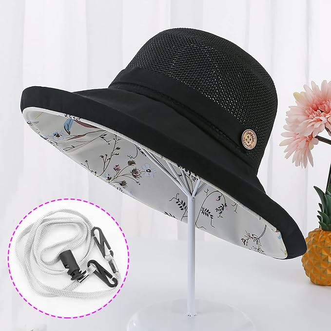 Women Wide Brim Sun Hats Metal Wired Edge Summer UV Protection Beach Fishing Hat - Image 2