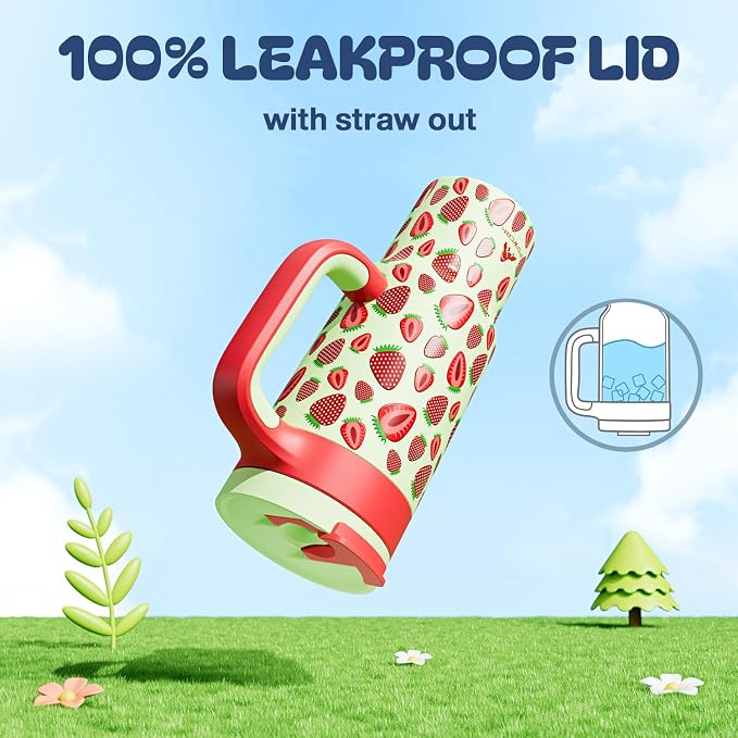 24 oz Metal Tumbler Cup for Girls: Easy Grip Handle, Leak-Proof when Sealed - Image 3