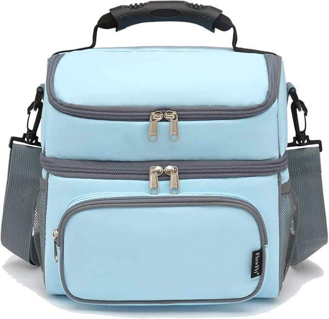 FlowFly Double Layer Cooler Insulated Lunch Bag Adult Lunch Box Large Tote Bag - Image 7