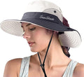 ZOORON Women's Ponytail Safari Sun Hat, Wide Brim UV Protection Outdoor Bucket by ZOORON