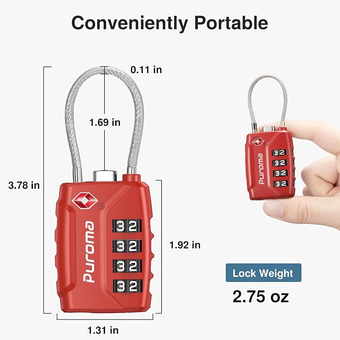 Puroma 2 Pack TSA Approved Luggage Lock, 4 Digit Combination Travel Locks - Image 3