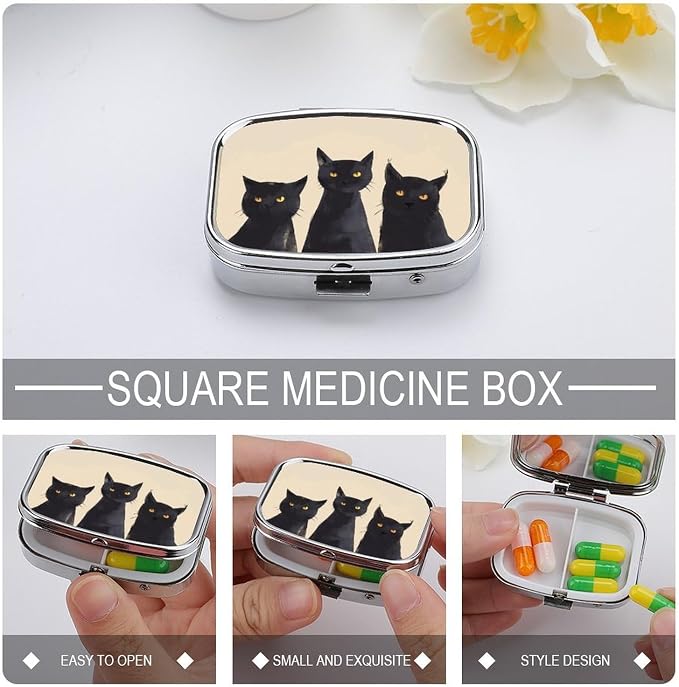 Metal 2 Compartment Pill Organizer Travel Friendly Portable Compact Pill Box - Image 4