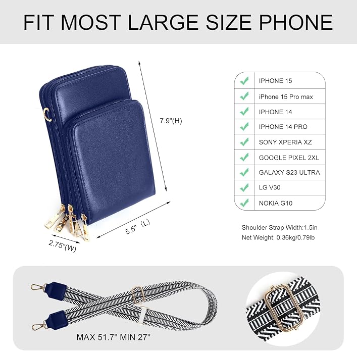 Crossbody Cellphone Purse Women Touch Screen Bag RFID Blocking Wallet Handbag - Image 4