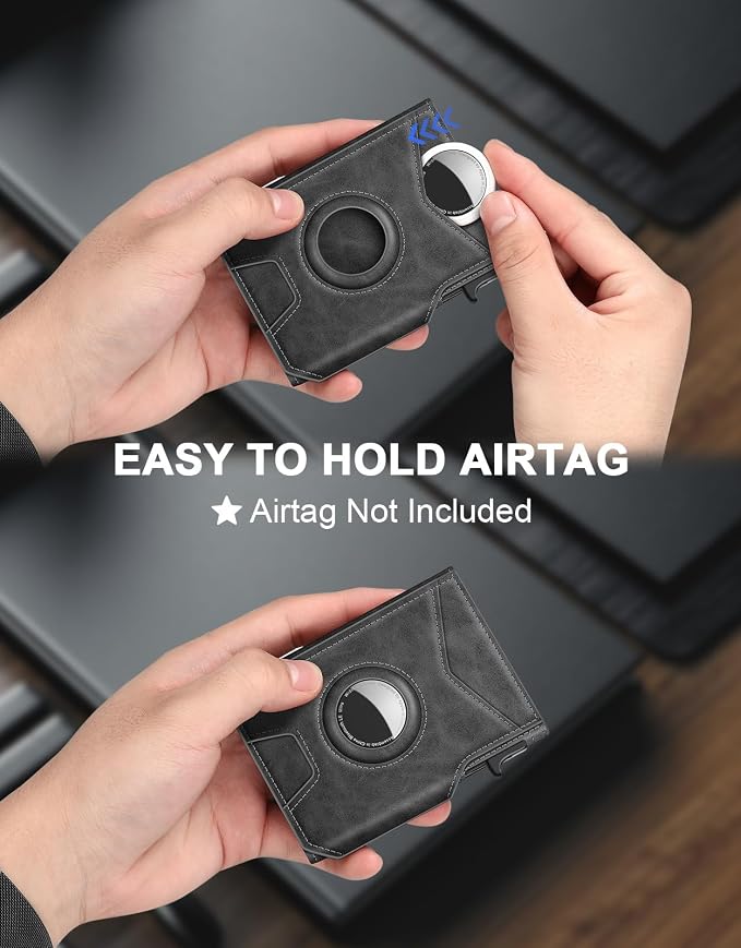 Airtag Wallet for Men, Minimalist Slim Mens Wallet Smart Pop Up Credit Card - Image 3