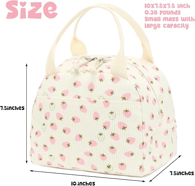 Bluboon Lunch Bag for Women Men Cute Corduroy Lunch Tote Bags Reusable - Image 7