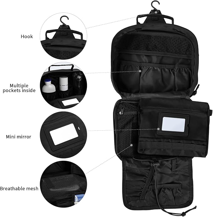 Travel Toiletry Bag for Men and Women, Hanging Travel Toiletries Organizer Dopp - Image 4