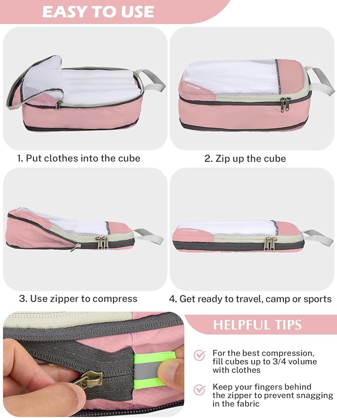 Compression Packing Cubes, Gonex Extensible Storage Mesh Bags Organizers - Image 4