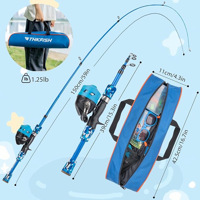 Kids Fishing Pole Set, Telescopic Fishing Rod Reel Combo Kids Starter Kit - Image 2