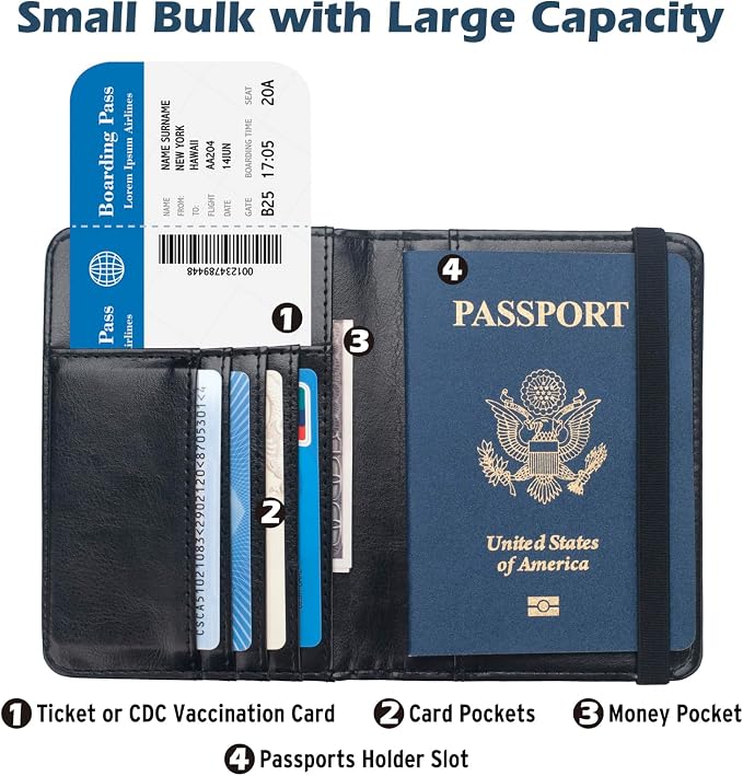 Coowayze Passport Holder Cover for Women Men, Leather US Passport Wallet Case - Image 4