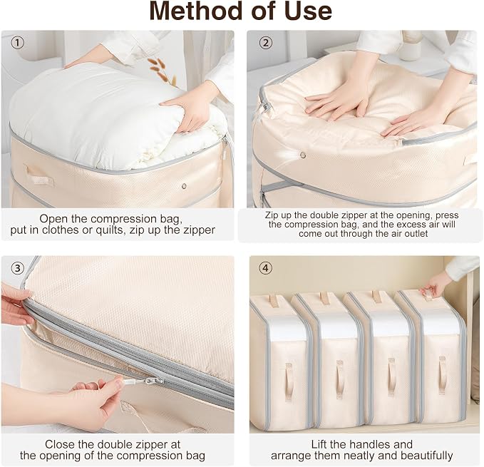 2 Pack Compression Storage Bags - 110L Large Capacity Comforter Storage Bag - Image 4