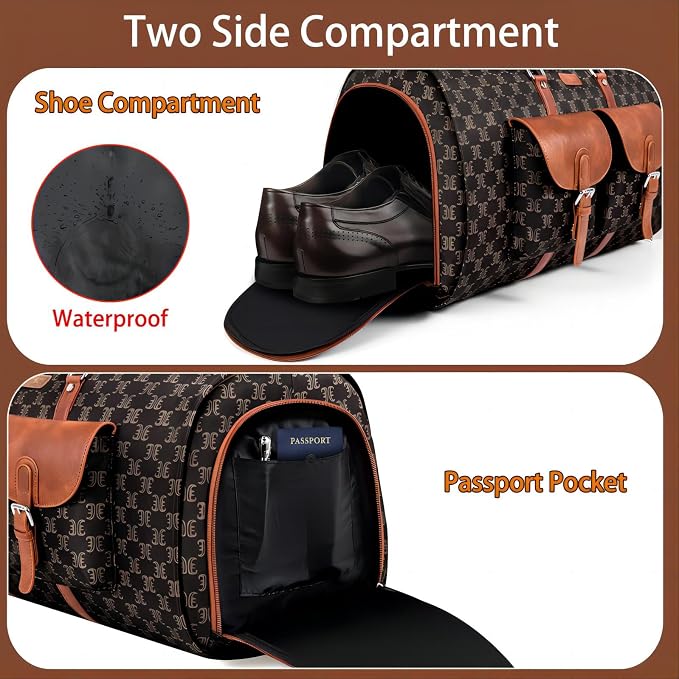 Garment Bag for Travel, Convertible Carry on Garment Duffel Bag for Men 3Pcs - Image 5