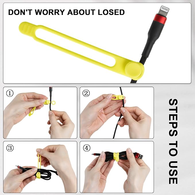 Nearockle 100Pcs Silicone Cable Ties Cord Organizer - Image 3