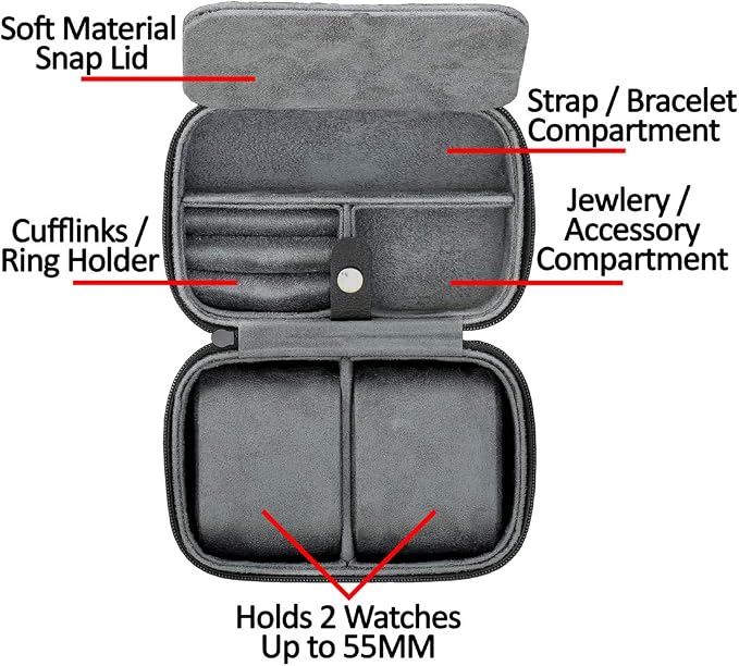 ROTHWELL 2 Watch Travel Case Storage Organizer - Image 2