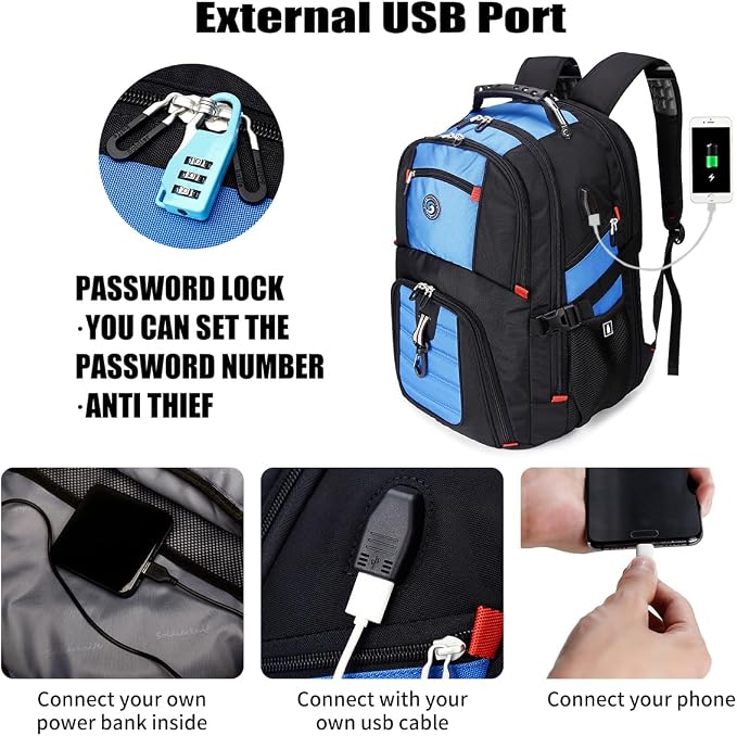 SHRRADOO Extra Large 50L Travel Laptop Backpack - Image 2