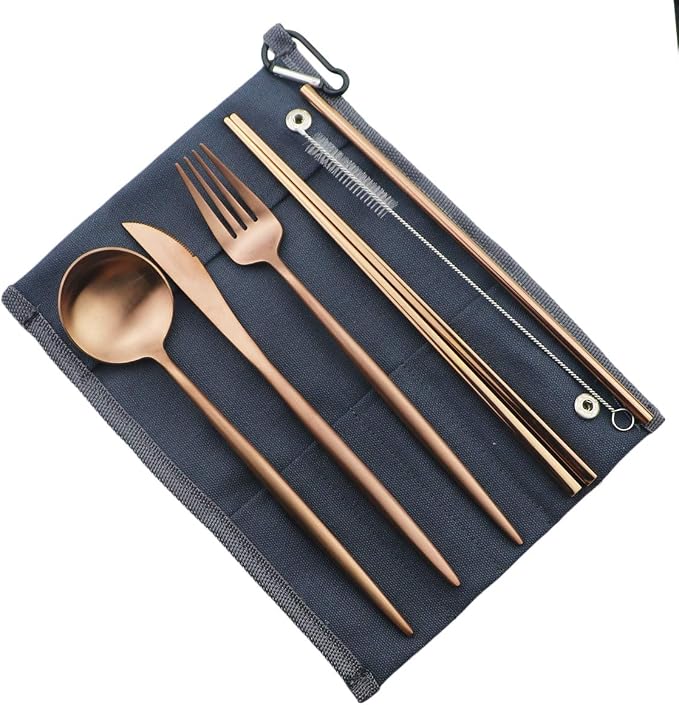 Gugrida Reusable Travel Utensils, 7 Piece Portable 304 Stainless Steel - Image 5
