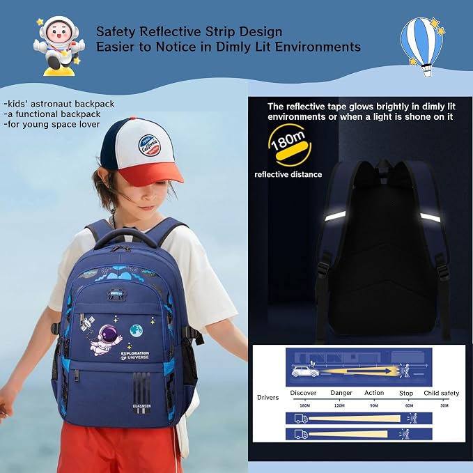 MITOWERMI Astronaut Backpack for Boys School Bags Space Kids Backpack for - Image 6