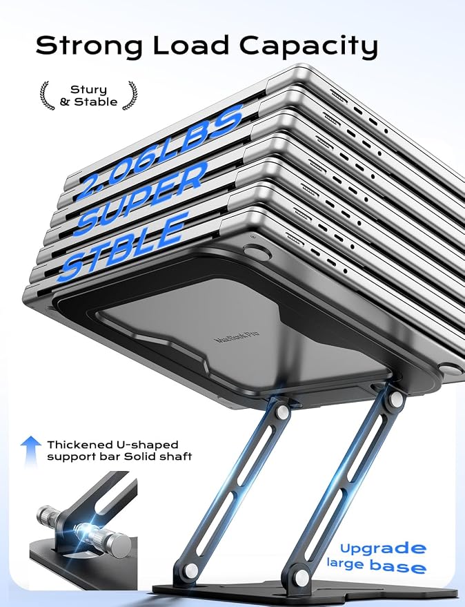 Adjustable Laptop Stand for Desk, Metal Foldable Laptop Riser, Portable Laptop - Image 4