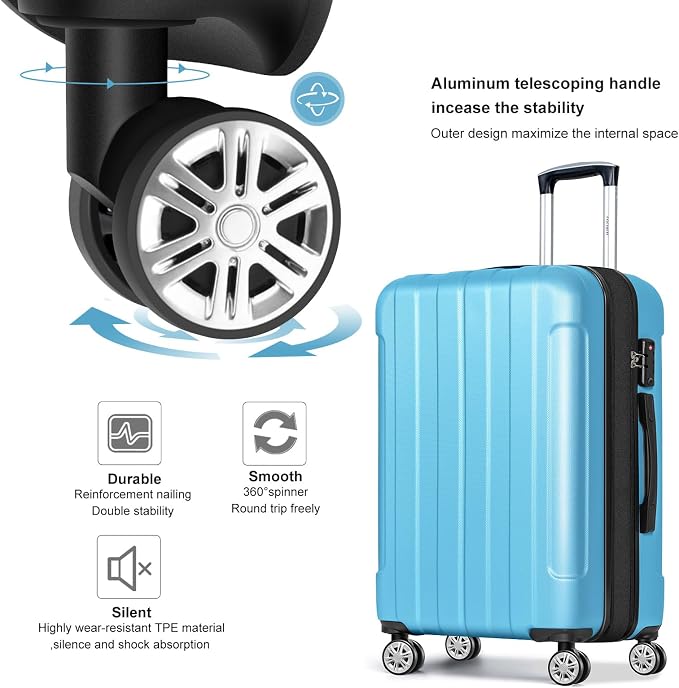 FOCHIER F Luggage Sets, Expandable 3 piece Hard Shell Luggage Set - Image 6