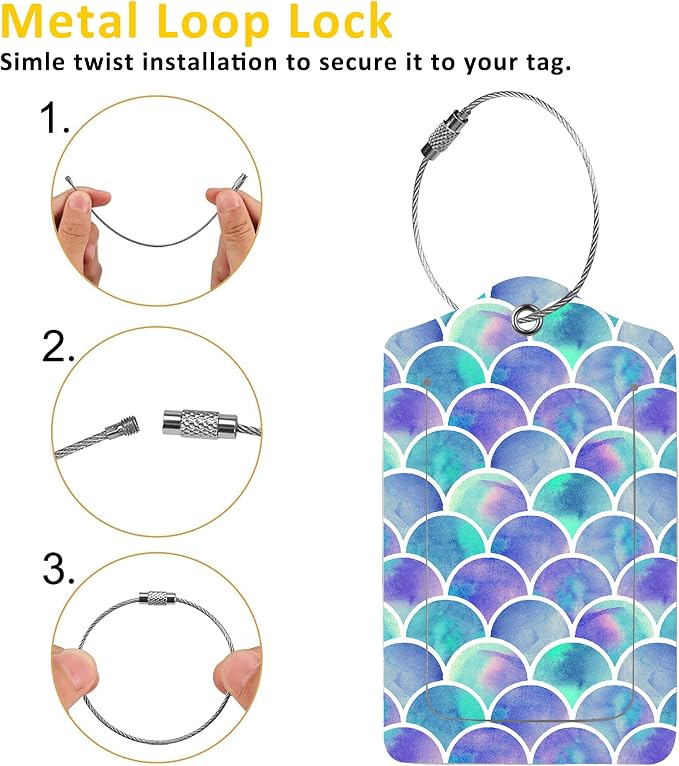 2 Pack Mermaid Scales Luggage Tags - Image 3
