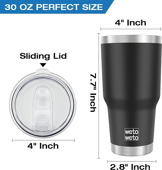 WETOWETO 30oz Tumbler, Stainless Steel Vacuum Insulated Water Coffee Tumbler Cup - Image 3