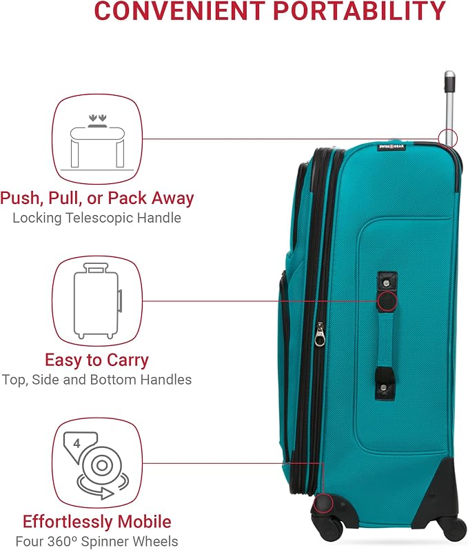 SwissGear Sion Softside Expandable Luggage, Checked-Medium 25-Inch - Image 2