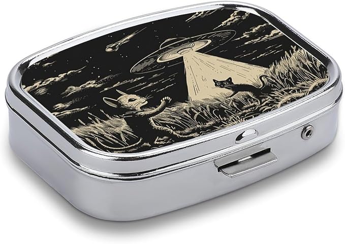 Metal 2 Compartment Pill Organizer Travel Friendly Portable Compact Pill Box - Image 3