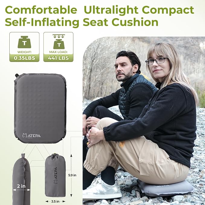 ATEPA Inflatable Stadium Seat Cushion, Self-Inflating Memory Foam Stadium Seats - Image 2