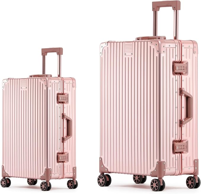 Metal All Aluminum Carry-on Luggage TSA Customs Lock Zipperless Silent Rotary by XZSP+AISU