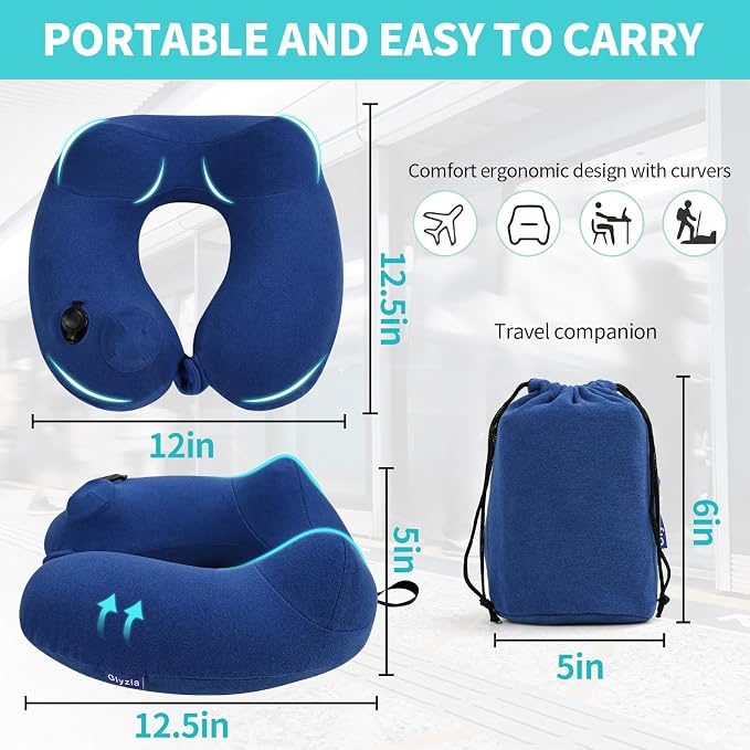 2 Pack Inflatable Travel Neck Pillows - Image 3