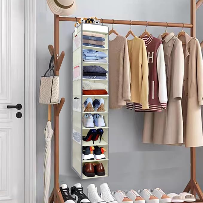 Large-Sized Hanging Shoe Organizer 10-Shelf, Sturdy Hanging Closet Organizer - Image 2