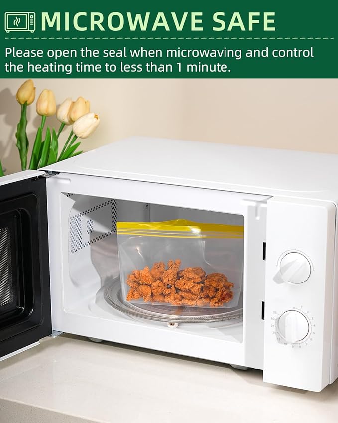 Lerine 20 Pack Reusable Freezer Bags Dishwasher Microwave Safe, Stand Up - Image 6