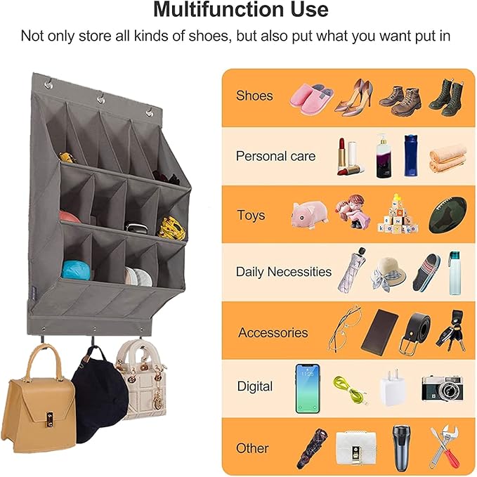Over the Door Shoe Organizer, Oxford 600D Fabric Shoe Storage Rack - Image 5