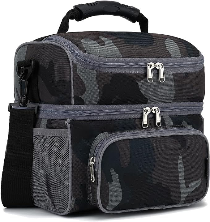 FlowFly Double Layer Cooler Insulated Lunch Bag Adult Lunch Box Large Tote Bag by FlowFly
