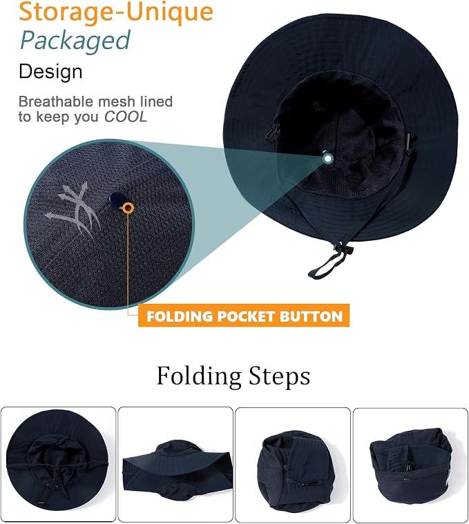 Water-Resistant Sun UPF 50+ Bucket Hat Protection Packable Brimmed Boonie - Image 4