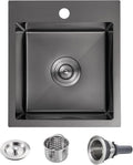 POPFLY Kitchen Sink, 15×17 Inch Drop In Black Small Kitchen Sinks, 18 Gauge by POPFLY