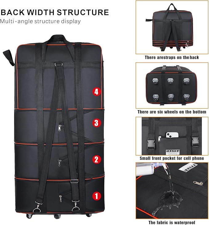 Expandable Large Capacity Travel Bag Oxford Cloth Duffel Bag - Image 6