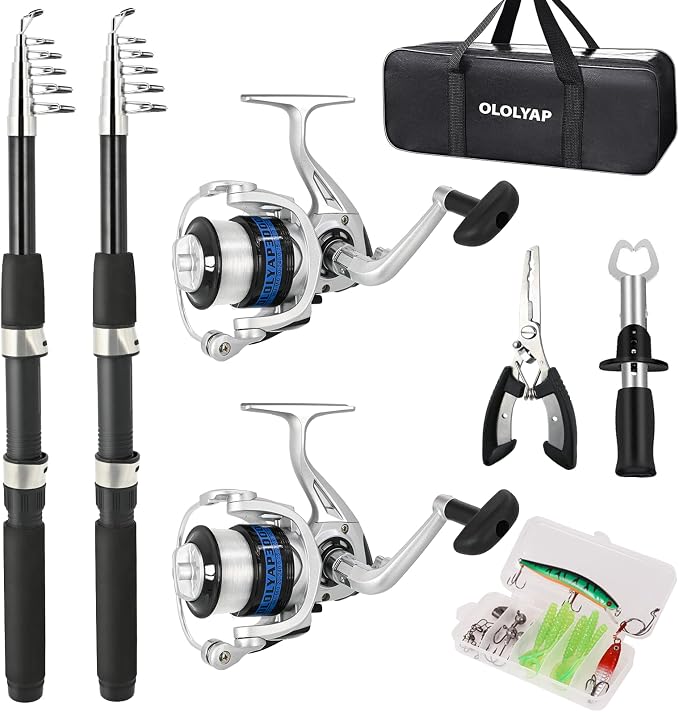 Fishing Pole Combo Set 6.9ft 2PCS Telescopic Fishing Rod and Reel Combo by Unknown