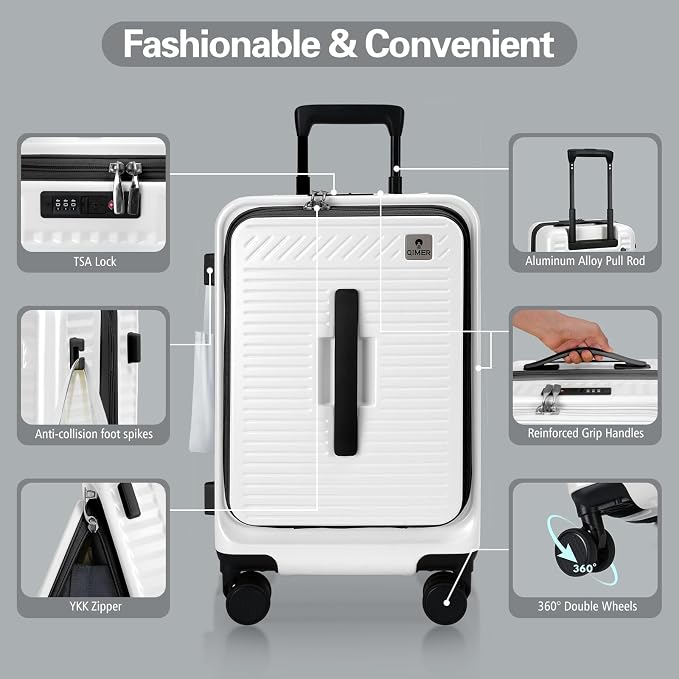 20 Inch Luggage with Spinner Wheels, Expandable Front Opening Suitcase 100% PC - Image 5