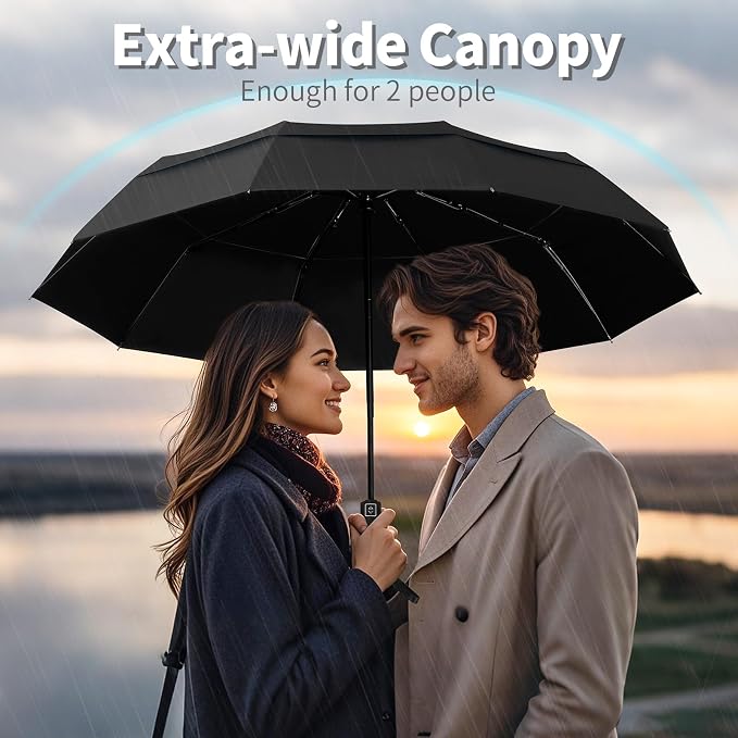 Seniny Windproof Travel Umbrella, Double Vented Canopy Large Umbrellas - Image 4