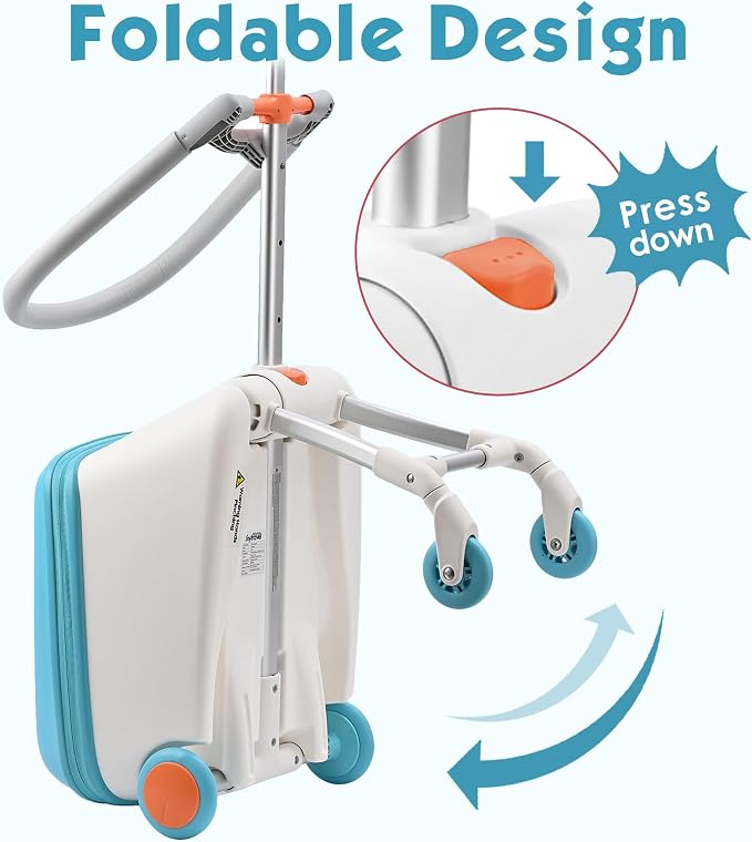 Kids Ride-on Luggage with Spinner Wheels Suitcase, Kid's Ride-On Suitcase Help - Image 7