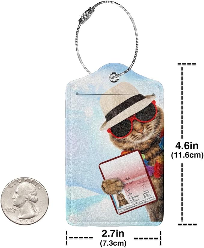 2 Pack Funny Cat Luggage Tags for Suitcases Women Men Kids, Bag Tags for - Image 4