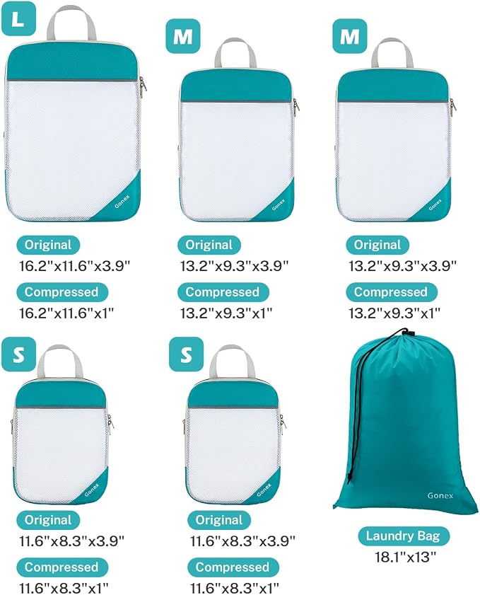 Compression Packing Cubes, Gonex Extensible Storage Mesh Bags Organizers - Image 3