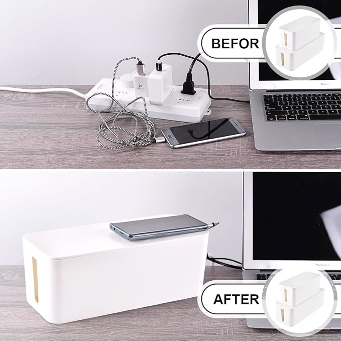 Cable Management Box, 2 Pack Large & Medium Cable Organizer Box - Image 6