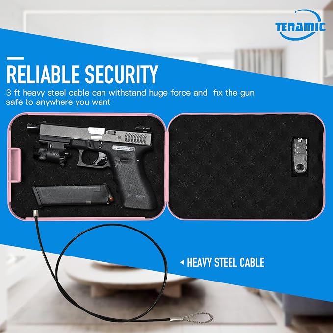 TENAMIC Pistol Safe, Portable Travel Gun Safe, Solid Steel Handgun Lock Box - Image 3