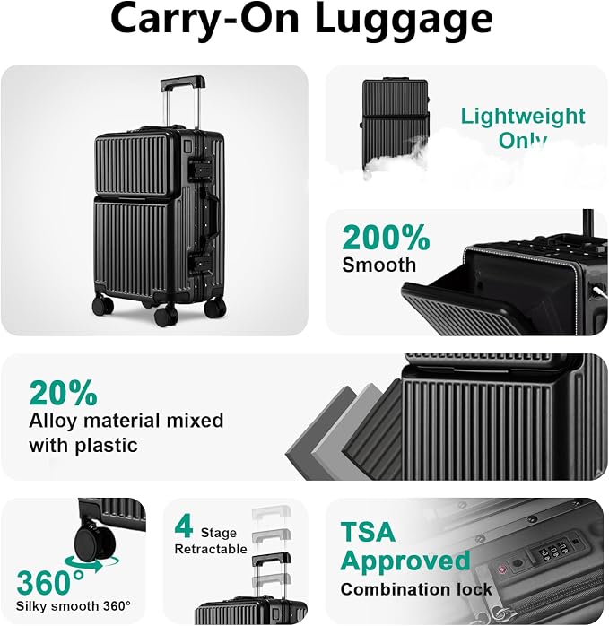Hard Shell Luggage 24 Inch Travel Luggage, Carry-On Luggage Spinner TSA - Image 5