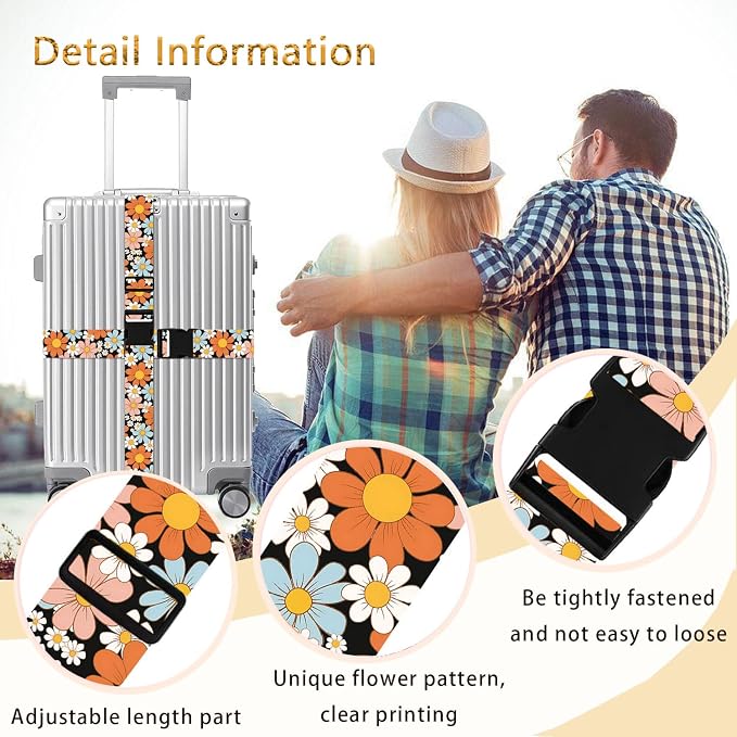 Orange Daisy Luggage Straps for Suitcases TSA Approved, Luggage Identifiers for - Image 5